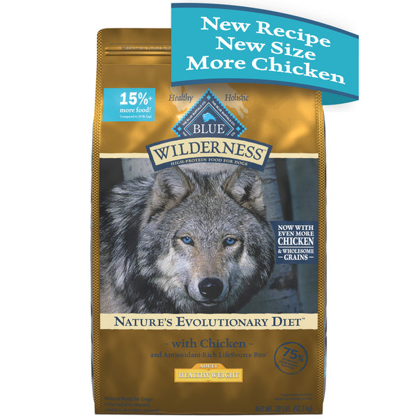 Blue Buffalo Wilderness High Protein Natural Healthy Weight Adult Dry Dog Food plus Wholesome Grains Chicken 28 lb. bag