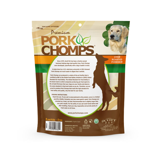 Pork Chomps Roasted Ear shaped Pork Skin 10 count Dog Chews