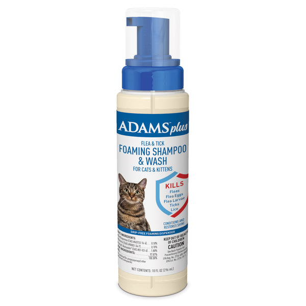 Adams Plus Flea Tick Foaming Shampoo Wash for Cats