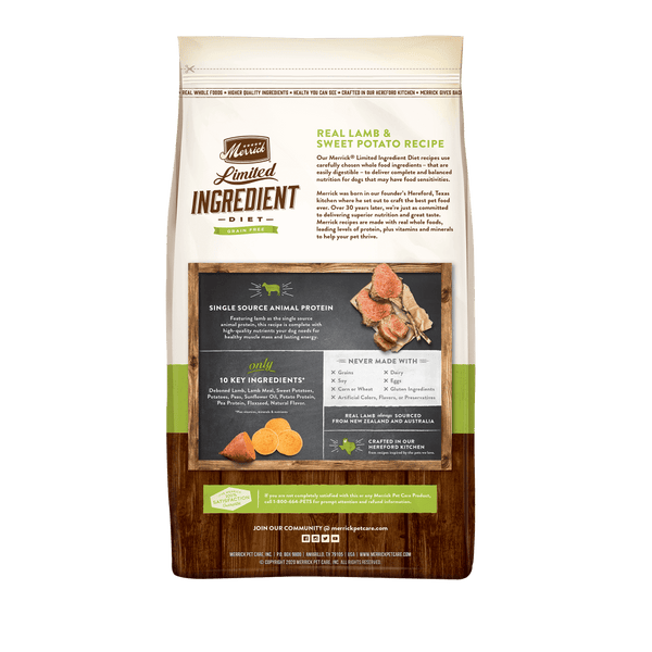 Merrick dog food lamb and sweet potato best sale