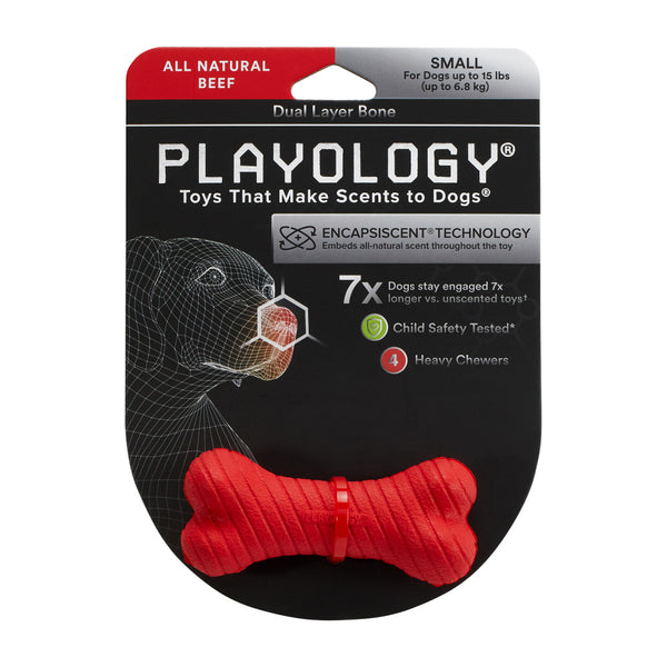 Playology® Puppy Sensory Bone Dog Toy - Beef