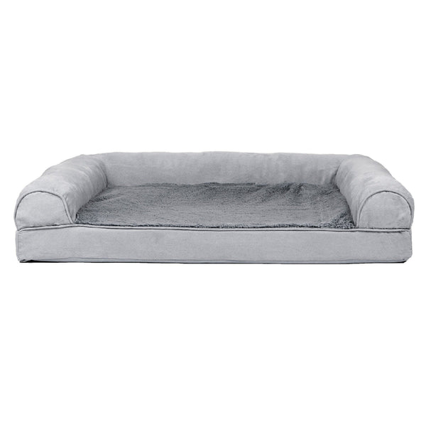 FurHaven Plush & Suede Full Support Sofa Dog Bed - Jumbo - Gray