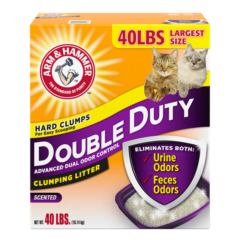 ARM & HAMMER Double Duty Dual Advanced Odor Control Scented Clumping Cat Litter, 40 lb