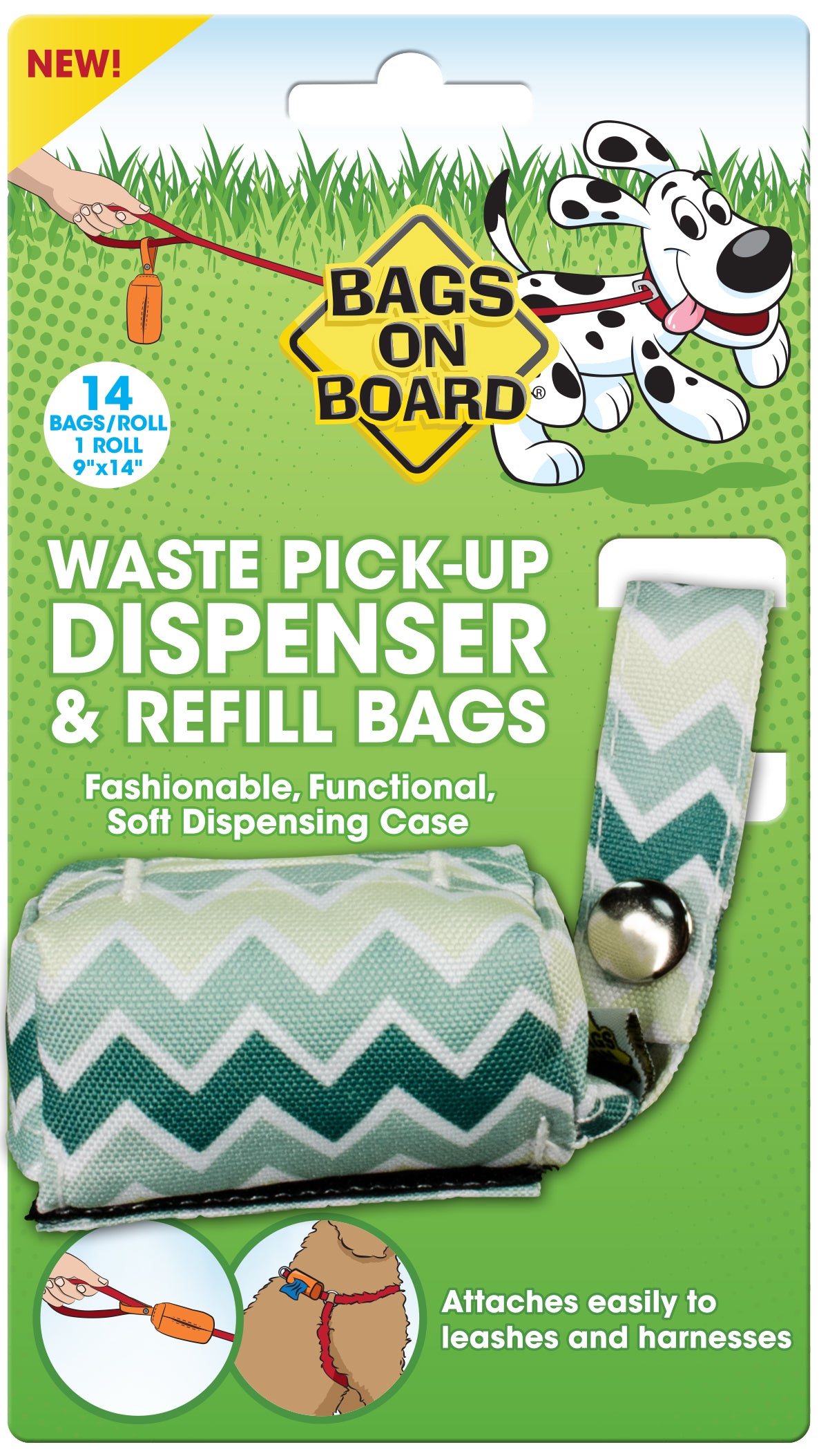 Bags on Board Fashion Waste Pick-up Bag Dispenser Green Chevron Print –  Petsense