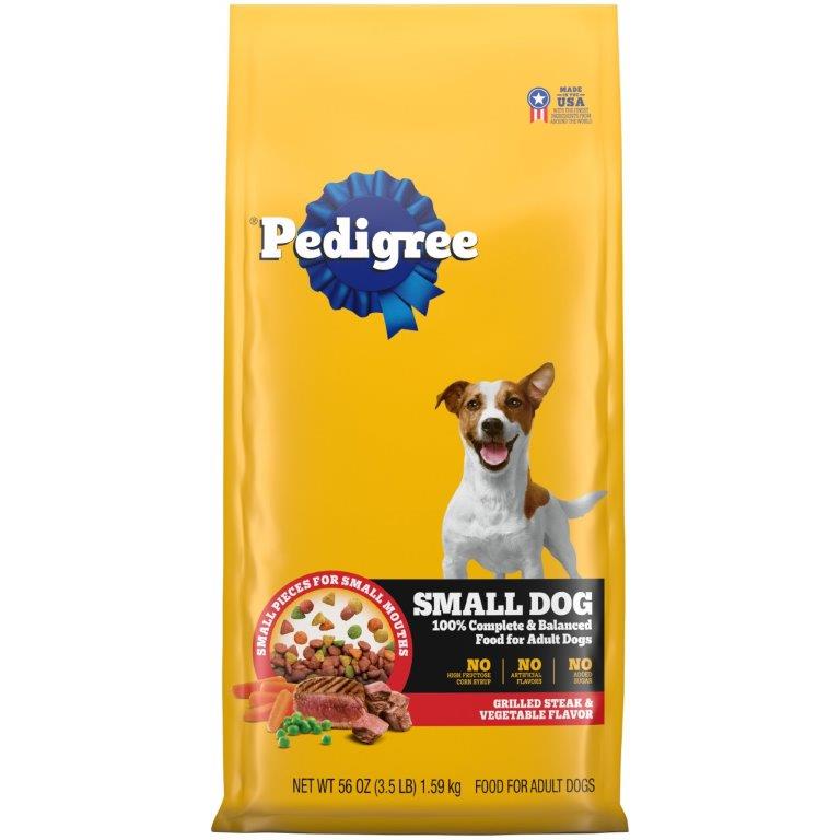 PEDIGREE Small Dog Complete Nutrition Small Breed Adult Dry Dog Food Grilled Steak and Vegetable Flavor Dog Kibble