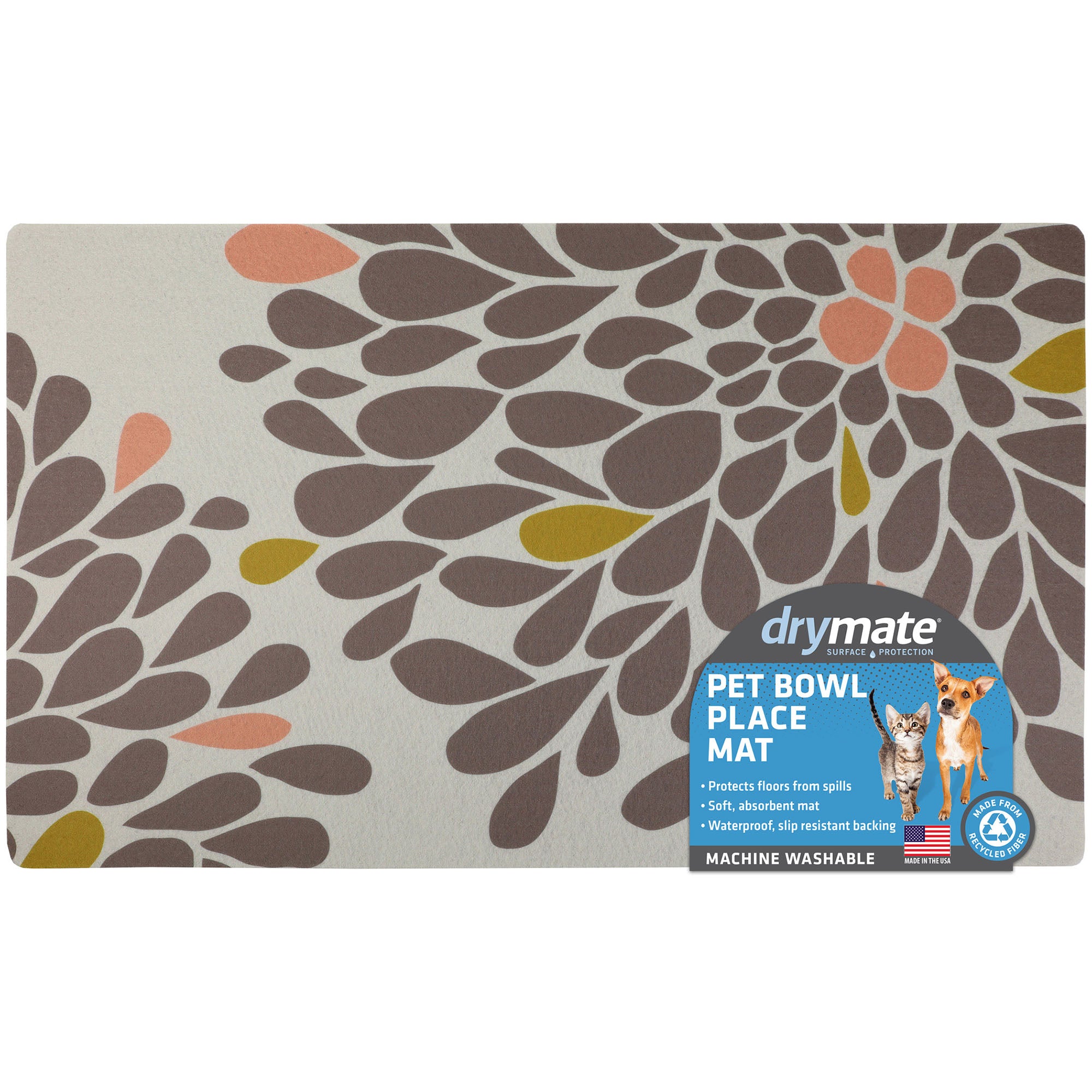 Graphic Pattern Pet Placemat Non-slip Absorbent Dog Feeding Mat