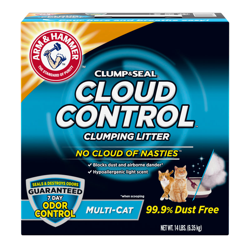 ARM & HAMMER Cloud Control Multi-Cat Clumping Cat Litter with Hypoallergenic Light Scent, 14 lb