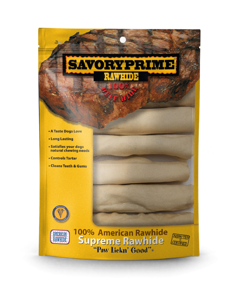 Savory Prime 6” Supreme Retriever Roll White for Dogs - 6 pk