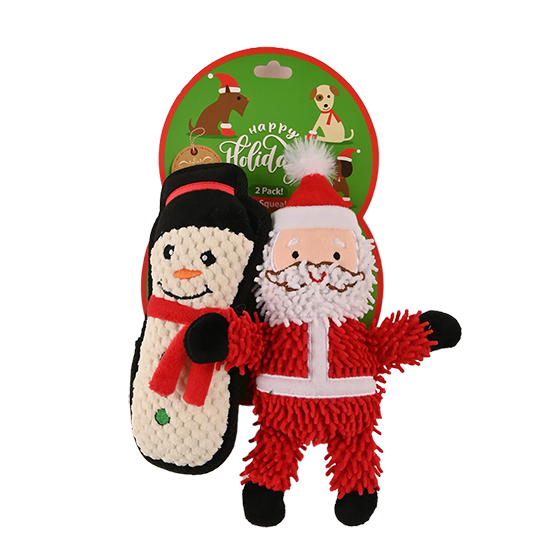 Snowman/Santa 2 Pack Holiday Dog Toy