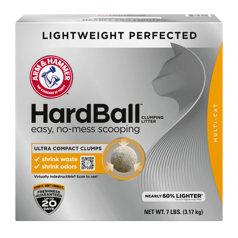 ARM & HAMMER Hardball Lightweight Cat Litter, Clumping, No-Mess Scooping, Multi-Cat, 7 lb