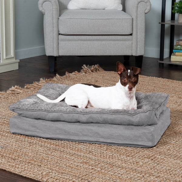 FurHaven Minky Faux Fur & Suede Pillow-Top Orthopedic Dog Bed - Medium ...