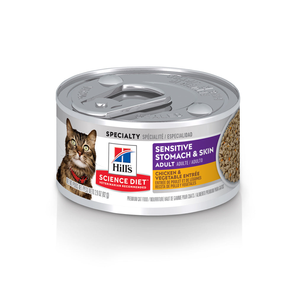 Hill s Science Diet Adult Grain Free Sensitive Stomach Skin Chicken Vegetable Entree Canned Cat Food