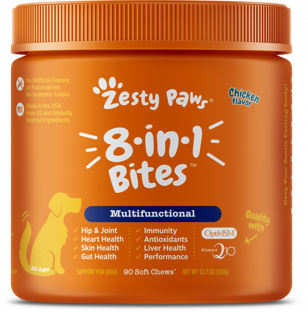 Zesty Paws 8-in-1 Multifunctional MINI Bites Chicken Flavour Supplement for  Dogs 90ct